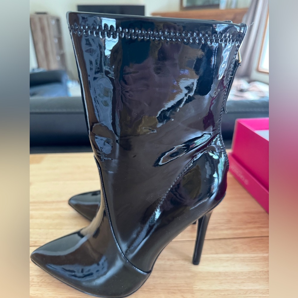Shoedazzle women’s size 8 Black high heel booties Beckett 4” heel